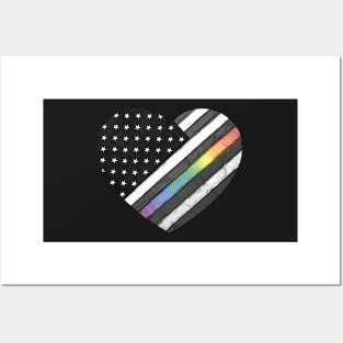 American Flag Rainbow Heart Posters and Art